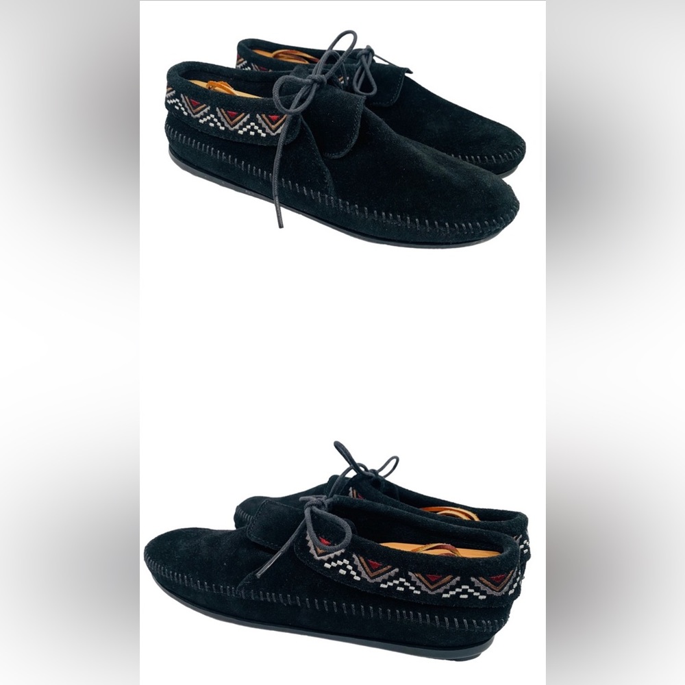 MINNETONKA Mosaic Western Booties Moccasin Black Suede Women’s size 9